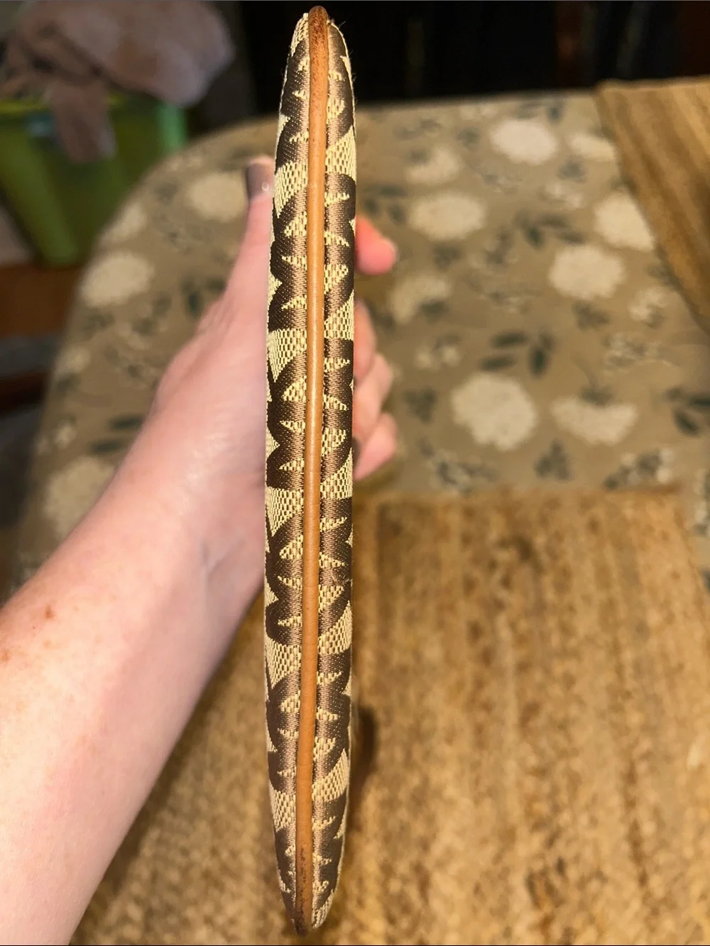 Michael Kors Brown Monogram Wristlet with Gold Logo